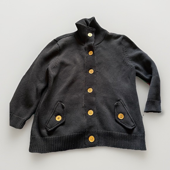 Lauren Ralph Lauren Cardigan Jacket XL Black Cotton Gold Button Preppy - Picture 5 of 8